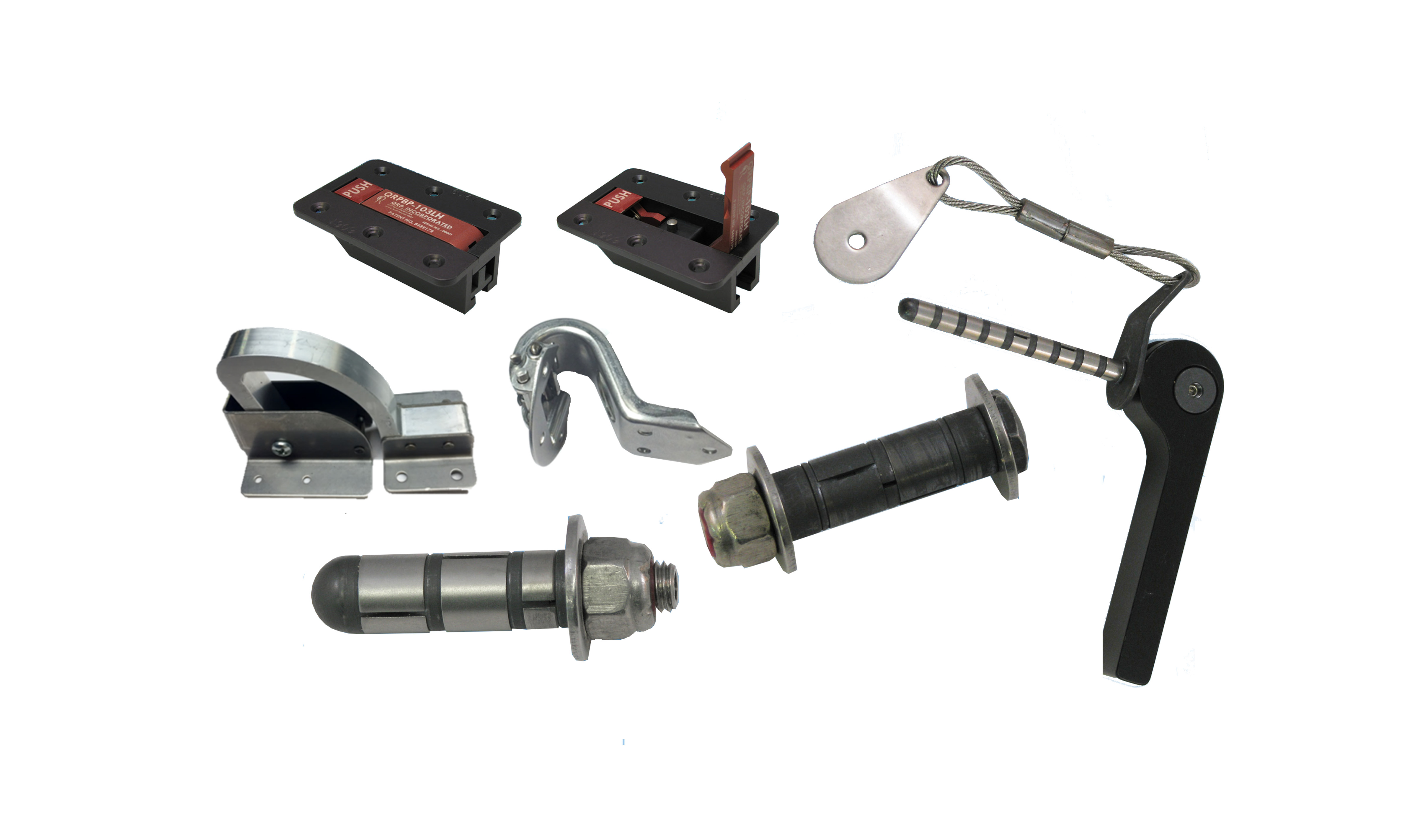 Quick Change Track Locks, Adjustable Diameter Fasteners, Hinges